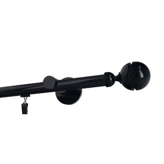 Gardinenstange Innenlauf 19mm 1-lufig Wandmontage Schwarz Glanz Corso 480 cm