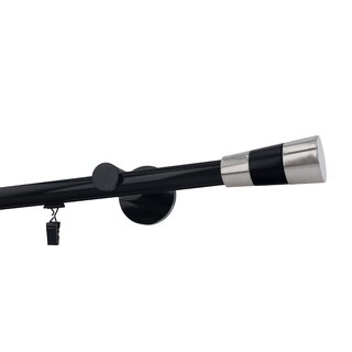 Gardinenstange Innenlauf 19mm 1-lufig Wandmontage Schwarz Glanz Valeo 540 cm