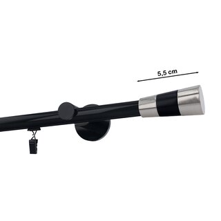 Gardinenstange Innenlauf 19mm 1-lufig Wandmontage Schwarz Glanz Valeo 540 cm
