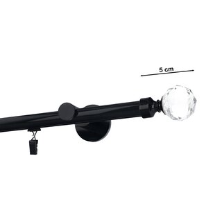 Gardinenstange Innenlauf 19mm 1-lufig Wandmontage Schwarz Glanz Pelagia 600 cm