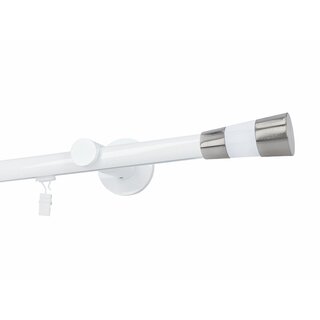 Gardinenstange Innenlauf 19mm 1-lufig Wandmontage Wei Glanz Valeo 240 cm