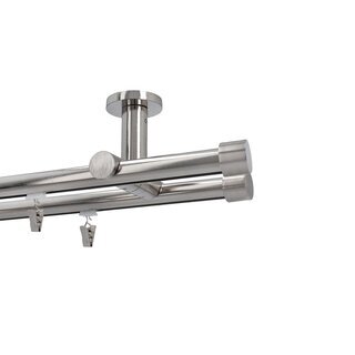 Gardinenstange Innenlauf 19/19mm 2-l�ufig Deckenmontage Edelstahl Optik 420 cm Albana