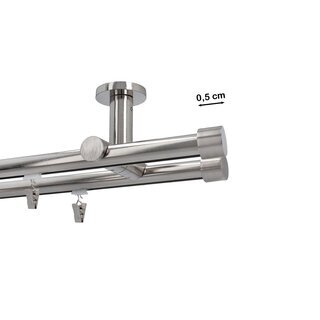 Gardinenstange Innenlauf 19/19mm 2-l�ufig Deckenmontage Edelstahl Optik 420 cm Albana