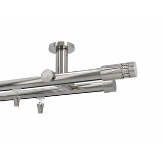 Gardinenstange Innenlauf 19/19mm 2-lufig Deckenmontage Messing Antik 160 cm Zoya