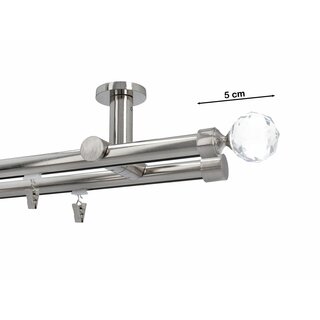 Gardinenstange Innenlauf 19/19mm 2-lufig Deckenmontage Messing Antik 180 cm Ariel