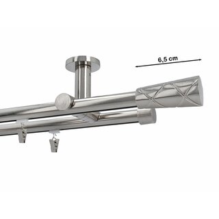 Gardinenstange Innenlauf 19/19mm 2-läufig Deckenmontage Messing Antik 180 cm Kenta