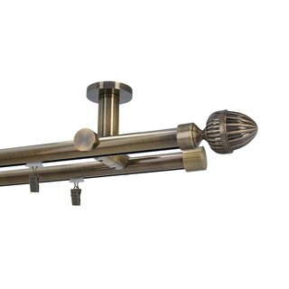 Gardinenstange Innenlauf 19/19mm 2-lufig Deckenmontage Messing Antik Rode 120 cm