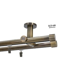Gardinenstange Innenlauf 19/19mm 2-lufig Deckenmontage Messing Antik Zoya 120 cm