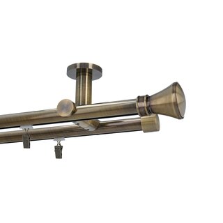 Gardinenstange Innenlauf 19/19mm 2-lufig Deckenmontage Messing Antik Idaja 140 cm