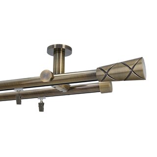 Gardinenstange Innenlauf 19/19mm 2-lufig Deckenmontage Messing Antik Ariel 180 cm