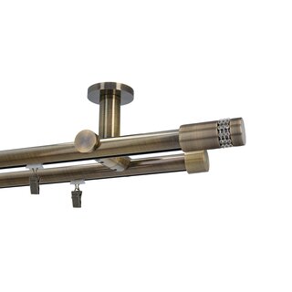 Gardinenstange Innenlauf 19/19mm 2-lufig Deckenmontage Messing Antik Mirona 240 cm