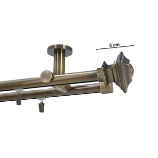 Gardinenstange Innenlauf 19/19mm 2-lufig Deckenmontage Messing Antik Erato 280 cm