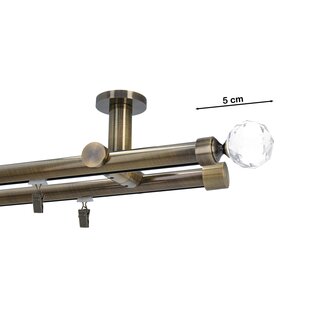 Gardinenstange Innenlauf 19/19mm 2-lufig Deckenmontage Messing Antik Pelagia 280 cm