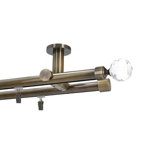 Gardinenstange Innenlauf 19/19mm 2-lufig Deckenmontage Messing Antik Pelagia 280 cm