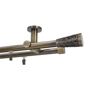 Gardinenstange Innenlauf 19/19mm 2-lufig Deckenmontage Messing Antik Kenta 320 cm