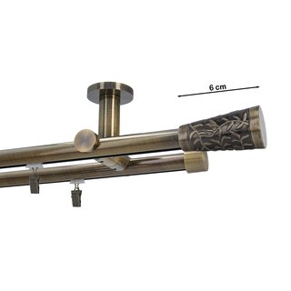 Gardinenstange Innenlauf 19/19mm 2-lufig Deckenmontage Messing Antik Kenta 400 cm