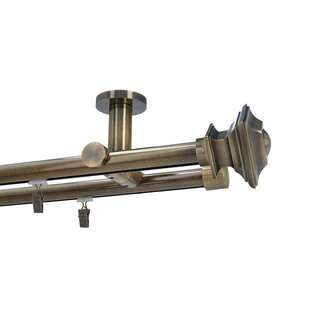 Gardinenstange Innenlauf 19/19mm 2-lufig Deckenmontage Messing Antik Erato 420 cm