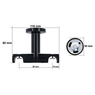 Sento 19/19mm Metall Gardinenstange mit Innenlauf Deckenmontage Schwarz Glanz