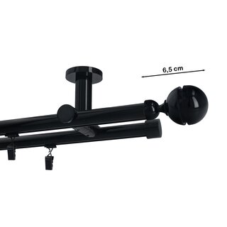 Gardinenstange Innenlauf 19mm 1-lufig Wandmontage Edelstahl Optik 420 cm Mirona