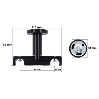 Gardinenstange Innenlauf 19/19mm 2-lufig Deckenmontage Schwarz Glanz Pelagia 280 cm