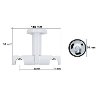 Sento 19/19mm Metall Gardinenstange mit Innenlauf Deckenmontage Wei� Glanz