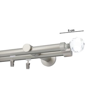 Gardinenstange Innenlauf 19/19mm 2-lufig Wandmontage Satin Matt Pelagia 400 cm