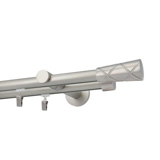 Gardinenstange Innenlauf 19/19mm 2-lufig Wandmontage Satin Matt Ariel 420 cm