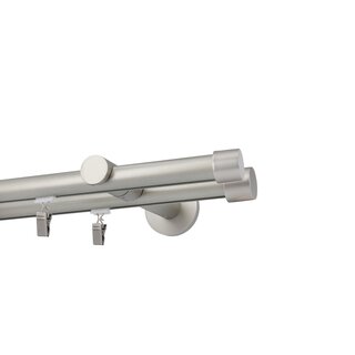 Gardinenstange Innenlauf 19/19mm 2-lufig Wandmontage Satin Matt Zoya 420 cm