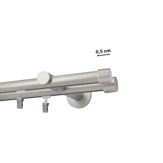 Gardinenstange Innenlauf 19/19mm 2-lufig Wandmontage Satin Matt Zoya 420 cm