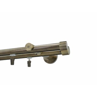 Gardinenstange Innenlauf 19/19mm 2-lufig Wandmontage Messing Antik Zoya 400 cm
