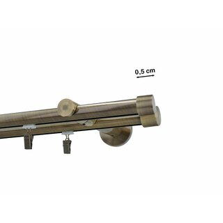 Gardinenstange Innenlauf 19/19mm 2-lufig Wandmontage Messing Antik Zoya 400 cm