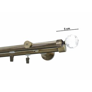 Gardinenstange Innenlauf 19/19mm 2-läufig Wandmontage Messing Antik Pelagia 420 cm
