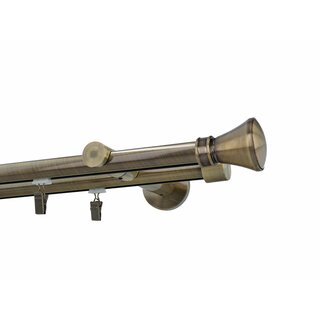Gardinenstange Innenlauf 19/19mm 2-lufig Wandmontage Messing Antik Idaja 480 cm