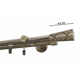 Gardinenstange Innenlauf 19/19mm 2-lufig Wandmontage Messing Antik Ariel 600 cm