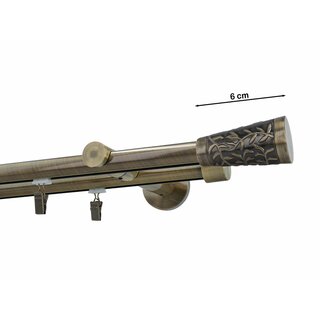 Gardinenstange Innenlauf 19/19mm 2-lufig Wandmontage Messing Antik Kenta 600 cm