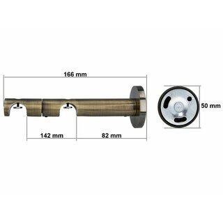 Gardinenstange Innenlauf 19/19mm 2-lufig Wandmontage Messing Antik Pelagia 600 cm