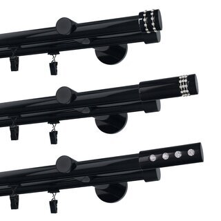 Sento 19/19mm Metall Gardinenstange mit Innenlauf Wandmontage Schwarz Glanz