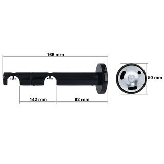 Sento 19/19mm Metall Gardinenstange mit Innenlauf Wandmontage Schwarz Glanz
