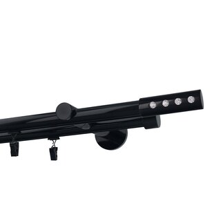Gardinenstange Innenlauf 19/19mm 2-lufig Wandmontage Schwarz Glanz Hera 280 cm