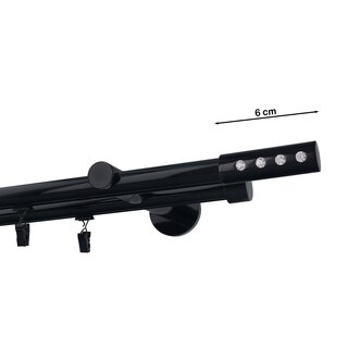 Gardinenstange Innenlauf 19/19mm 2-lufig Wandmontage Schwarz Glanz Hera 280 cm