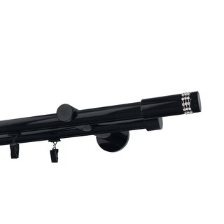 Gardinenstange Innenlauf 19/19mm 2-lufig Wandmontage Schwarz Glanz Mirona 280 cm