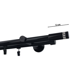 Gardinenstange Innenlauf 19/19mm 2-lufig Wandmontage Schwarz Glanz Mirona 280 cm