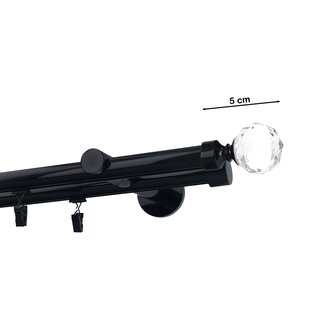 Gardinenstange Innenlauf 19/19mm 2-lufig Wandmontage Schwarz Glanz Pelagia 320 cm