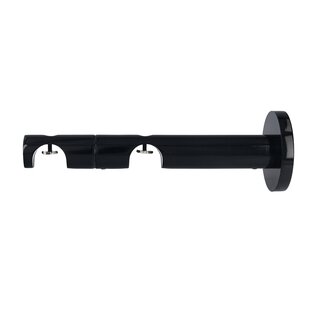 Gardinenstange Innenlauf 19/19mm 2-lufig Wandmontage Schwarz Glanz Pelagia 360 cm