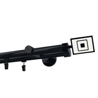 Gardinenstange Innenlauf 19/19mm 2-lufig Wandmontage Schwarz Glanz Prime 480 cm