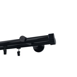 Gardinenstange Innenlauf 19/19mm 2-l�ufig Wandmontage Schwarz Glanz 480 cm Albana