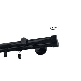 Gardinenstange Innenlauf 19/19mm 2-l�ufig Wandmontage Schwarz Glanz 480 cm Albana