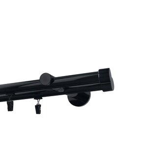 Gardinenstange Innenlauf 19/19mm 2-lufig Wandmontage Schwarz Glanz Zoya 540 cm