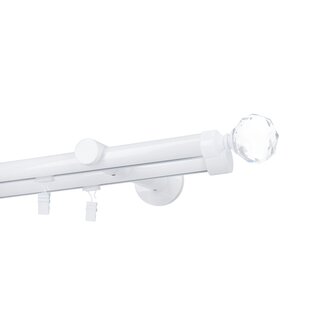 Gardinenstange Innenlauf 19/19mm 2-lufig Wandmontage Wei Glanz Pelagia 180 cm