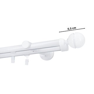 Gardinenstange Innenlauf 19/19mm 2-lufig Wandmontage Wei Glanz Corso 200 cm